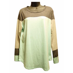 Tobrief Women's Color-Block Long Sleeve Knit Top - Size L - JC384